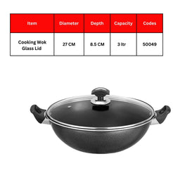 Cooking Wok- Glass Lid